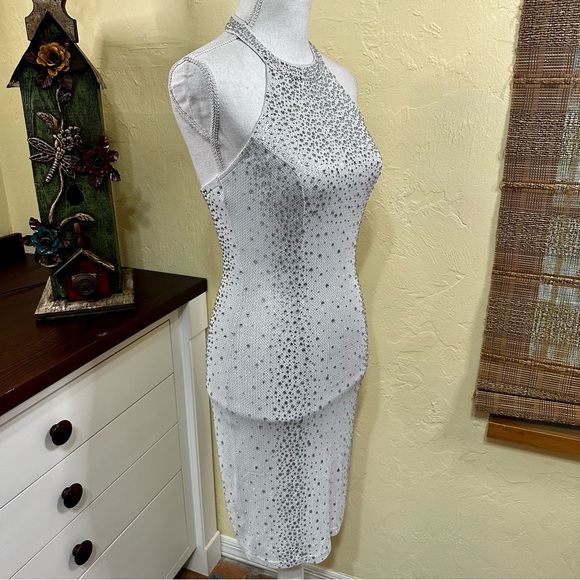 NWT! Gold Label WOW Couture Silver Rhinestone Dress - Picture 5 of 9
